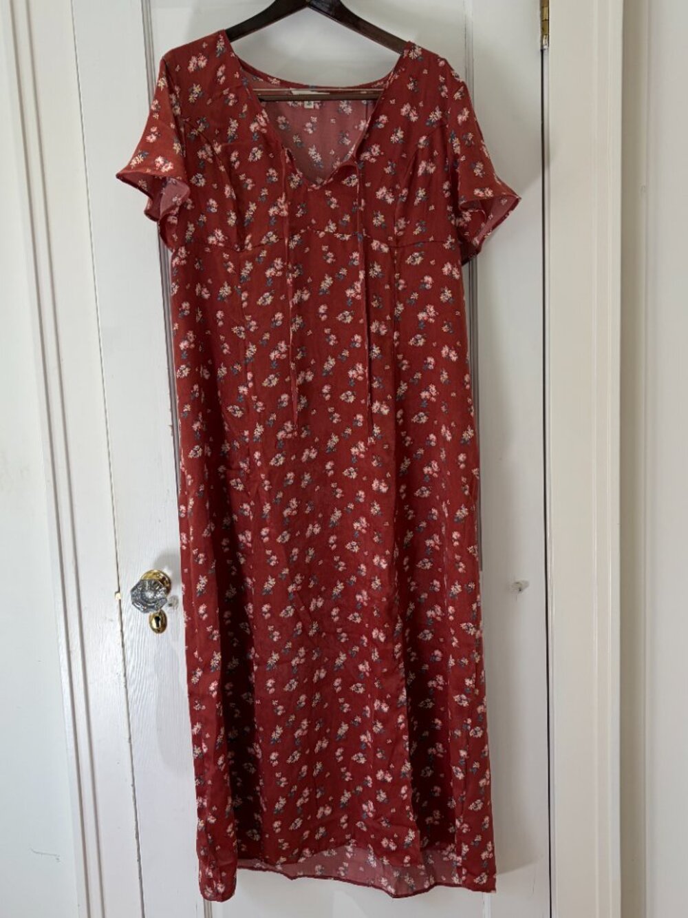 Lucky Brand Flutter Sleeve Midi Dress Size XL NWT Tie Back - Picture 2 of 10